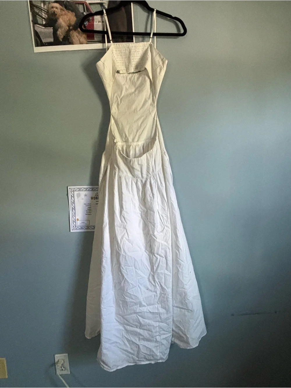 Classic White Spaghetti Strap Maxi Dress with side cutouts